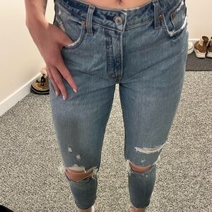 Abercrombie Skinny Denim Curve Love Jeans with holes in knees